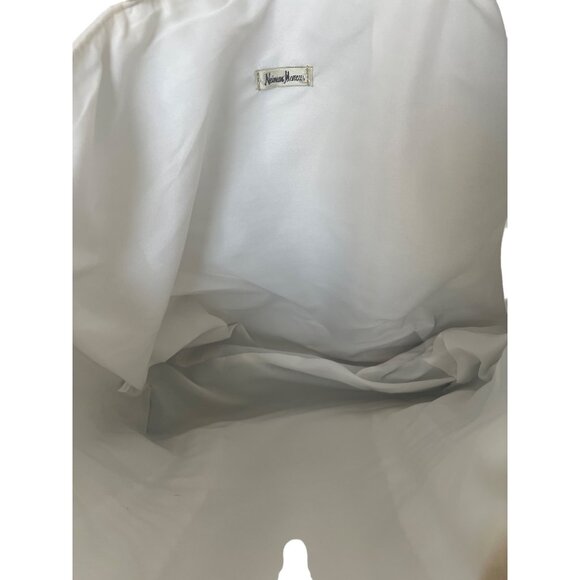 Neiman Marcus Nautical Beach Tote Navy & White Canvas With Rope Handles - Picture 3 of 3